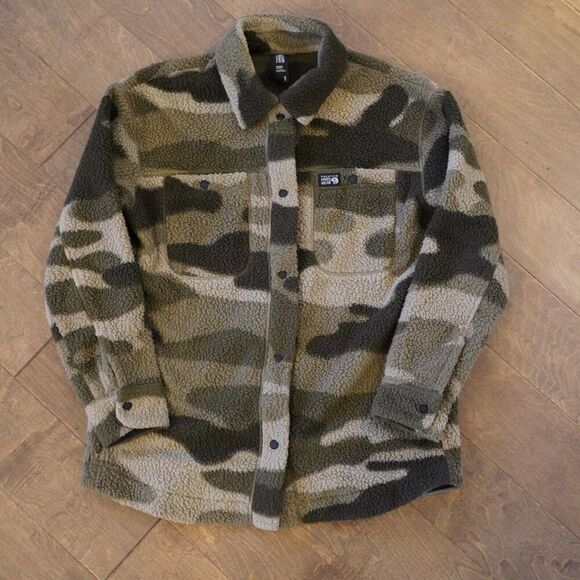 Mountain Hardwear‎ Women's HICAMP Shacket In Camo Sherpa Fleece Snap Sz S - Picture 9 of 10
